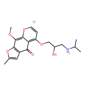 [2-hydroxy-3-(9-methoxy-2-methyl-4-oxofuro[3,2-g]chromen-5-yl)oxypropyl]-propan-2-ylazanium chloride structure