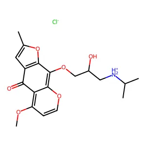 [2-hydroxy-3-(5-methoxy-2-methyl-4-oxofuro[3,2-g]chromen-9-yl)oxypropyl]-propan-2-ylazanium chloride structure