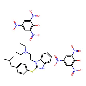 1-(2-(Diethylamino)ethyl)-2-((p-isobutylphenyl)thio)benzimidazole dipicrate structure