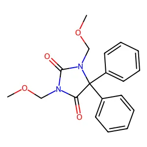 1,3-bis(methoxymethyl)-5,5-diphenylimidazolidine-2,4-dione structure