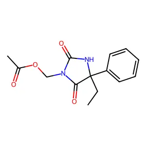 (4-ethyl-2,5-dioxo-4-phenylimidazolidin-1-yl)methyl acetate structure