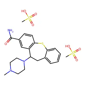methanesulfonic acid5-(4-methylpiperazin-1-yl)-5,6-dihydrobenzo[b][1]benzothiepine-3-carboxamide structure
