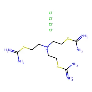 tris[2-[amino(azaniumylidene)methyl]sulfanylethyl]azanium tetrachloride structure