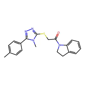 1-(2,3-dihydro-1H-indol-1-yl)-2-{[4-methyl-5-(4-methylphenyl)-4H-1,2,4-triazol-3-yl]sulfanyl}ethanone structure