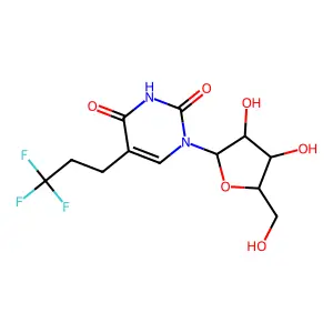 1-[3,4-dihydroxy-5-(hydroxymethyl)oxolan-2-yl]-5-(3,3,3-trifluoropropyl)pyrimidine-2,4-dione structure