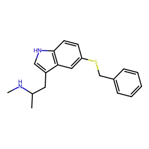 1-(5-benzylsulfanyl-1H-indol-3-yl)-N-methylpropan-2-amine structure