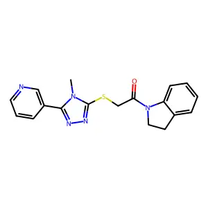 1-(2,3-dihydro-1H-indol-1-yl)-2-{[4-methyl-5-(pyridin-3-yl)-4H-1,2,4-triazol-3-yl]sulfanyl}ethanone structure