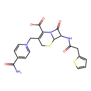 (6R,7R)-3-[(4-carbamoylpyridin-1-ium-1-yl)methyl]-8-oxo-7-[(2-thiophen-2-ylacetyl)amino]-5-thia-1-azabicyclo[4.2.0]oct-2-ene-2-carboxylate structure