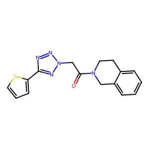 1-(3,4-dihydro-1H-isoquinolin-2-yl)-2-(5-thiophen-2-yltetrazol-2-yl)ethanone structure