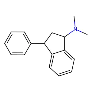 N,N-dimethyl-3-phenyl-2,3-dihydro-1H-inden-1-amine structure