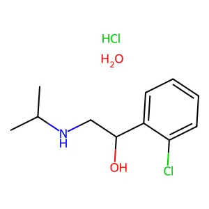 1-(2-chlorophenyl)-2-(propan-2-ylamino)ethanol;hydrate;hydrochloride structure