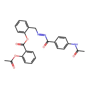 Benzoic acid, 2-(acetyloxy)-2-(((4-(acetylamino)benzoyl)hydrazono)methyl)phenyl ester structure