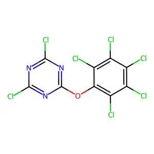 2,4-dichloro-6-(2,3,4,5,6-pentachlorophenoxy)-1,3,5-triazine structure