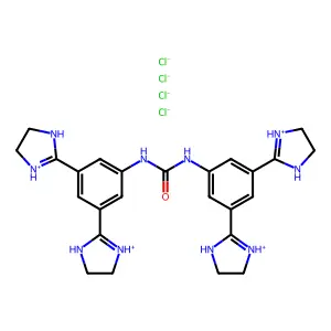 Urea, N,N'-bis(3,5-bis(4,5-dihydro-1H-imidazol-2-yl)phenyl)-, tetrahydrochloride structure