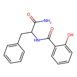 N-(1-amino-1-oxo-3-phenylpropan-2-yl)-2-hydroxybenzamide structure