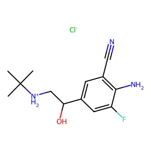 Benzonitrile, 2-amino-5-(2-(tert-butylamino)-1-hydroxyethyl)-3-fluoro-, hydrochloride structure