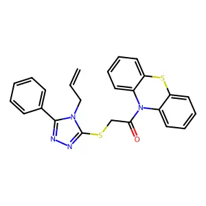 1-(10H-phenothiazin-10-yl)-2-{[5-phenyl-4-(prop-2-en-1-yl)-4H-1,2,4-triazol-3-yl]sulfanyl}ethanone structure