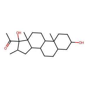 1-(3,17-dihydroxy-10,13,16-trimethyl-1,2,3,4,5,6,7,8,9,11,12,14,15,16-tetradecahydrocyclopenta[a]phenanthren-17-yl)ethanone structure