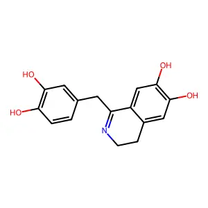 1-[(3,4-dihydroxyphenyl)methyl]-3,4-dihydroisoquinoline-6,7-diol structure