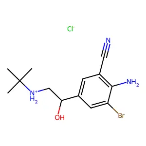 Benzonitrile, 2-amino-3-bromo-5-(2-(tert-butylamino)-1-hydroxyethyl)-, hydrochloride structure