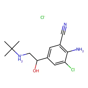 Benzonitrile, 2-amino-5-(2-(tert-butylamino)-1-hydroxyethyl)-3-chloro-, hydrochloride structure