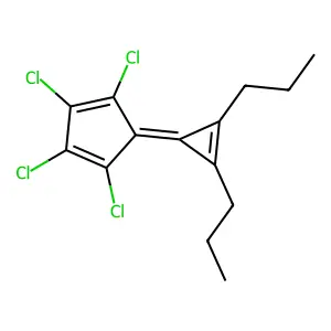 1,2,3,4-tetrachloro-5-(2,3-dipropylcycloprop-2-en-1-ylidene)cyclopenta-1,3-diene structure