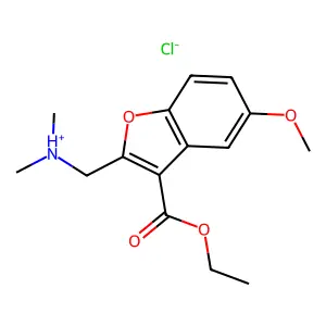 (3-ethoxycarbonyl-5-methoxy-1-benzofuran-2-yl)methyl-dimethylazanium chloride structure