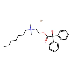 Dimethylheptyl(2-hydroxyethyl)ammonium bromide benzilate structure