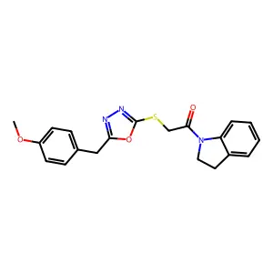 1-(2,3-dihydroindol-1-yl)-2-[[5-[(4-methoxyphenyl)methyl]-1,3,4-oxadiazol-2-yl]sulfanyl]ethanone structure