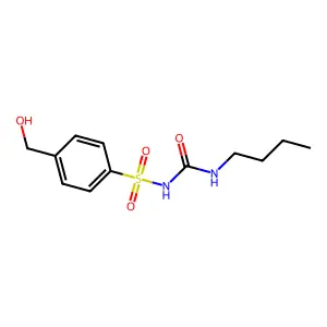 1-butyl-3-[4-(hydroxymethyl)phenyl]sulfonylurea structure