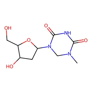 1-[(2S,4S,5R)-4-hydroxy-5-(hydroxymethyl)oxolan-2-yl]-5-methyl-1,3,5-triazinane-2,4-dione structure