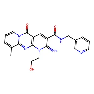 1-(2-hydroxyethyl)-2-imino-10-methyl-5-oxo-N-(pyridin-3-ylmethyl)-2,5-dihydro-1H-dipyrido[1,2-a:2',3'-d]pyrimidine-3-carboxamide structure