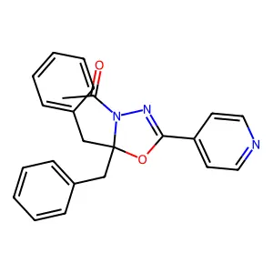 1-(2,2-dibenzyl-5-pyridin-4-yl-1,3,4-oxadiazol-3-yl)ethanone structure