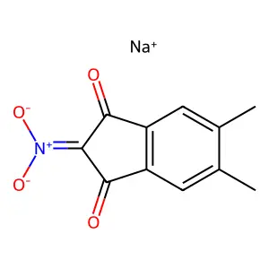 sodium (5,6-dimethyl-1,3-dioxoinden-2-ylidene)-dioxidoazanium structure
