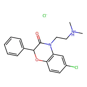 2-(6-chloro-3-oxo-2-phenyl-1,4-benzoxazin-4-yl)ethyl-dimethylazanium chloride structure