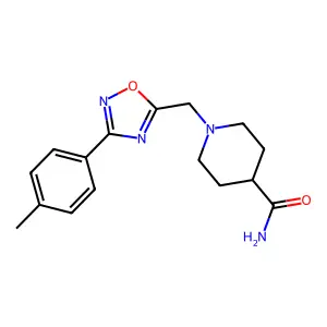 1-[[3-(4-methylphenyl)-1,2,4-oxadiazol-5-yl]methyl]piperidine-4-carboxamide structure