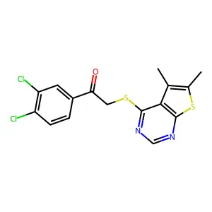 1-(3,4-dichlorophenyl)-2-(5,6-dimethylthieno[2,3-d]pyrimidin-4-yl)sulfanylethanone structure