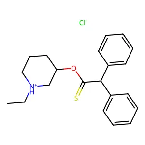 O-(1-ethylpiperidin-1-ium-3-yl) 2,2-diphenylethanethioate chloride structure
