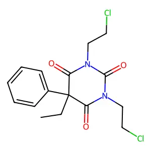 1,3-bis(2-chloroethyl)-5-ethyl-5-phenyl-1,3-diazinane-2,4,6-trione structure
