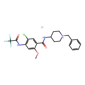 N-(1-benzylpiperidin-1-ium-4-yl)-5-chloro-2-methoxy-4-[(2,2,2-trifluoroacetyl)amino]benzamide chloride structure