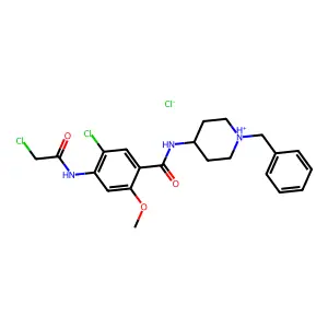 N-(1-benzylpiperidin-1-ium-4-yl)-5-chloro-4-[(2-chloroacetyl)amino]-2-methoxybenzamide chloride structure