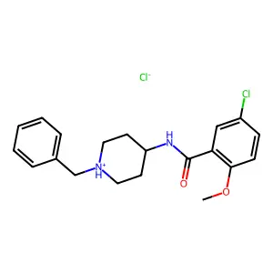 N-(1-benzylpiperidin-1-ium-4-yl)-5-chloro-2-methoxybenzamide chloride structure