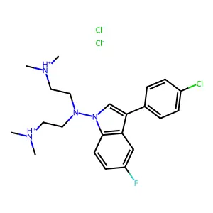 Indole, 1-(bis(2-(dimethylamino)ethyl)amino)-3-(p-chlorophenyl)-5-fluoro-, dihydrochloride structure