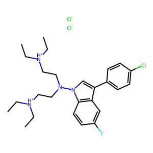 Indole, 1-(bis(2-(diethylamino)ethyl)amino)-3-(p-chlorophenyl)-5-fluoro-, dihydrochloride structure