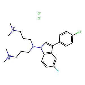 Indole, 1-(bis(3-(dimethylamino)propyl)amino)-3-(p-chlorophenyl)-5-fluoro-, dihydrochloride structure