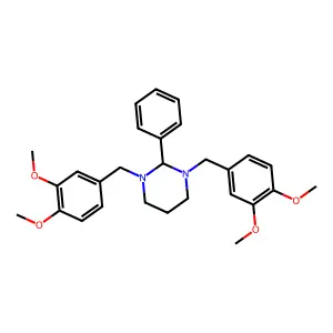 1,3-bis[(3,4-dimethoxyphenyl)methyl]-2-phenyl-1,3-diazinane structure