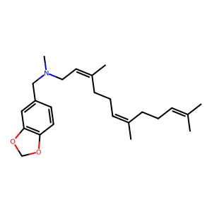 N-(1,3-benzodioxol-5-ylmethyl)-N,3,7,11-tetramethyldodeca-2,6,10-trien-1-amine structure