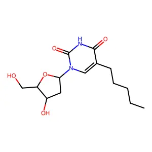 1-[(2R,4S,5R)-4-hydroxy-5-(hydroxymethyl)oxolan-2-yl]-5-pentylpyrimidine-2,4-dione structure