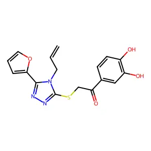 1-(3,4-dihydroxyphenyl)-2-[[5-(furan-2-yl)-4-prop-2-enyl-1,2,4-triazol-3-yl]sulfanyl]ethanone structure