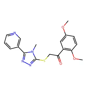 1-(2,5-dimethoxyphenyl)-2-{[4-methyl-5-(3-pyridinyl)-4H-1,2,4-triazol-3-yl]thio}ethanone structure